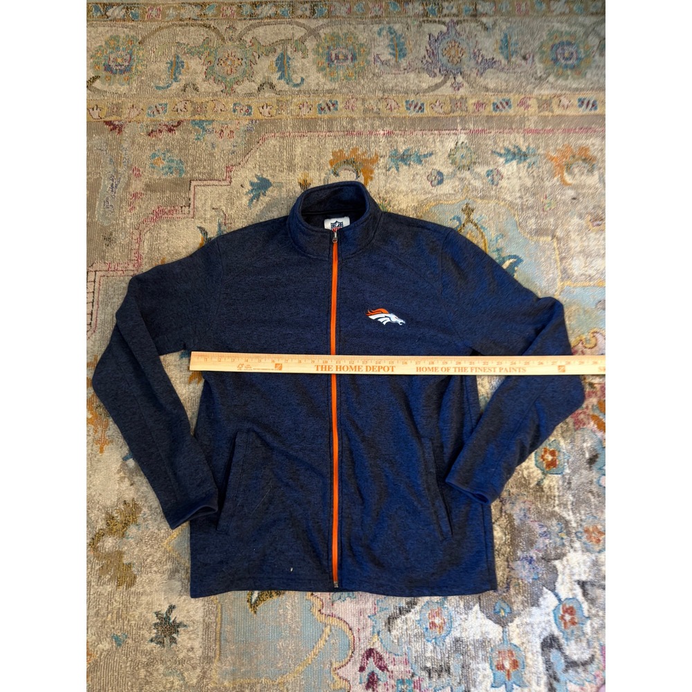 NFL Denver Broncos Full Zip Fleece Jacket Navy Blue Large